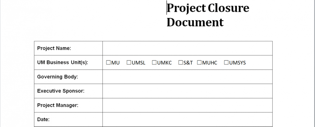 Project Closure Report Template with regard to Closure Report Template