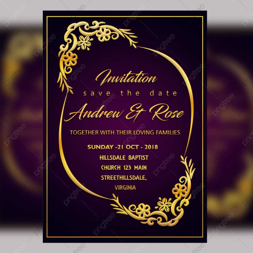 Purple Wedding Invitation Card Template Psd File With Vector with regard to Invitation Cards Templates For Marriage
