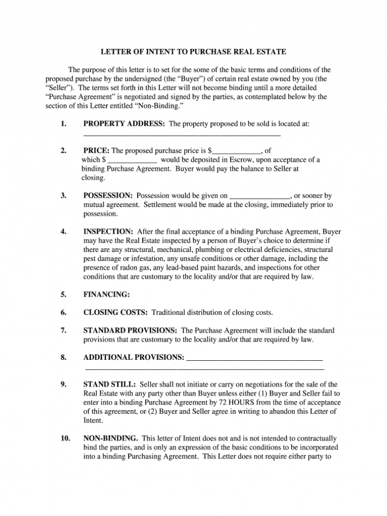 Real Estate Letter Of Intent - Fill Out And Sign Printable Pdf Template |  Signnow regarding Letter Of Intent For Real Estate Purchase Template