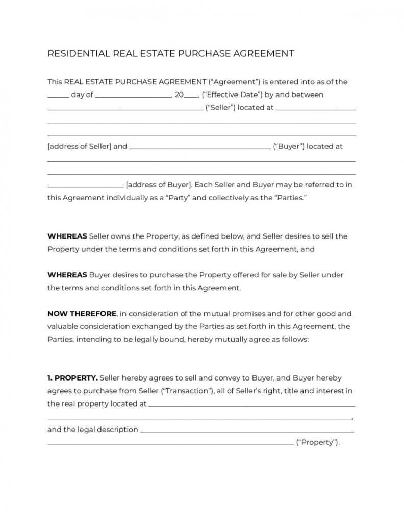 Real Estate Purchase Agreement Form [2021] | Official Pdf with Home Purchase Agreement Template