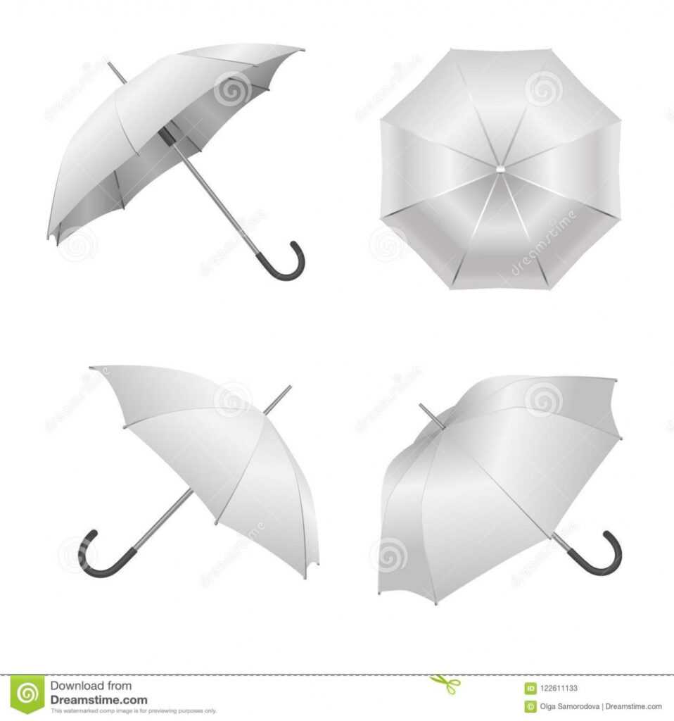 Realistic Detailed 3D White Blank Umbrella Template Mockup for Blank Umbrella Template