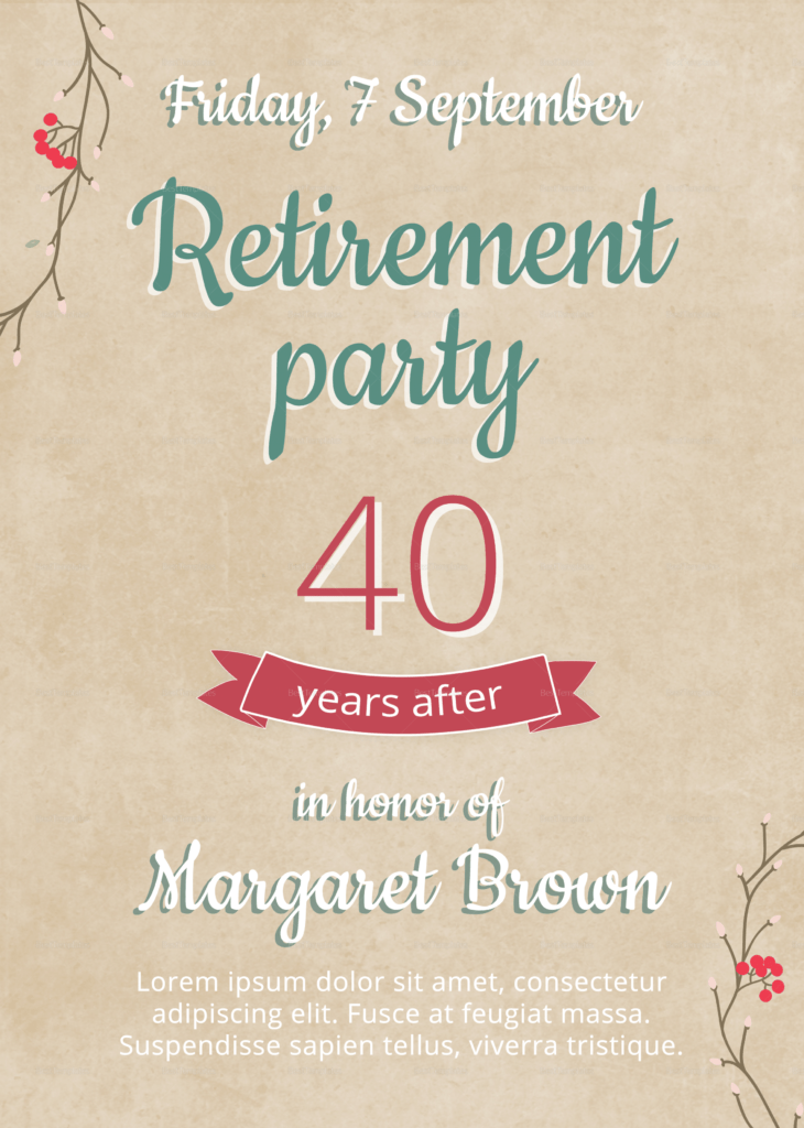 Retirement Party Flyer Design Template In Psd, Word for Retirement Flyer Template