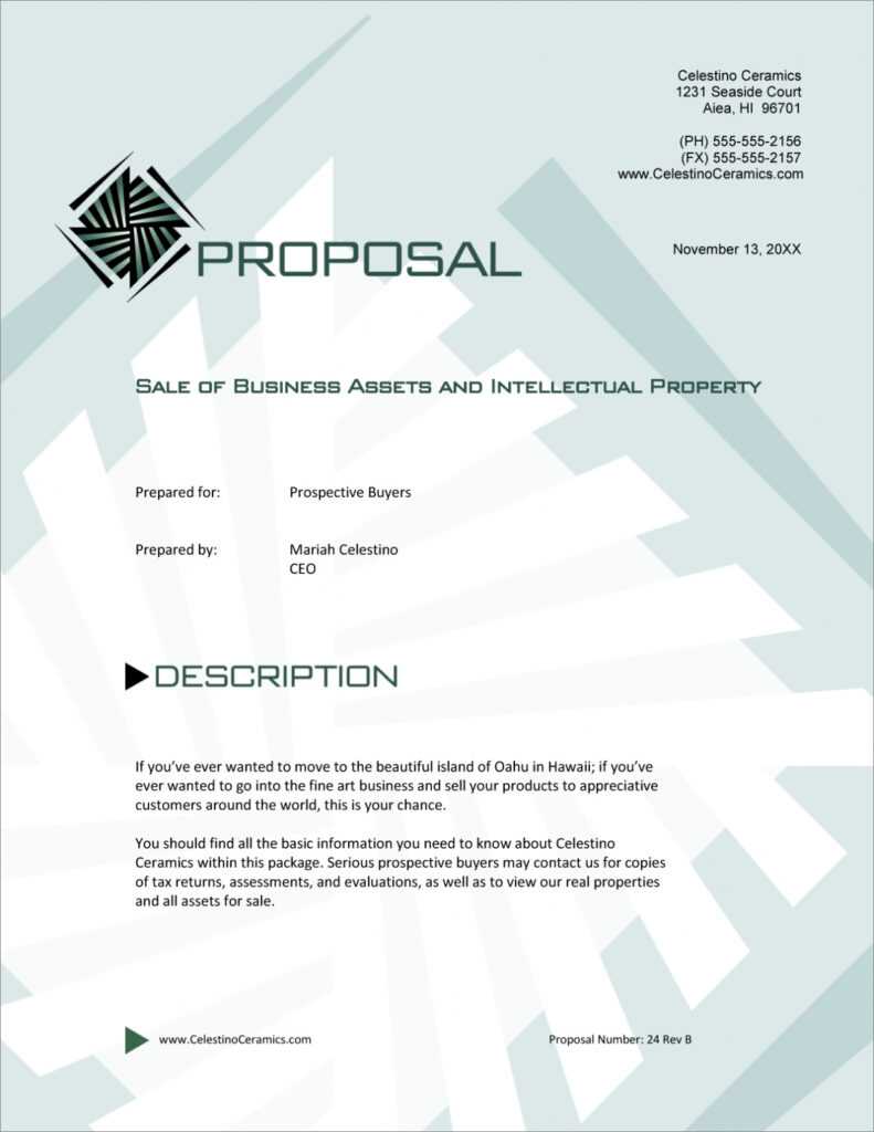 Sale Of Business And Assets Sample Proposal - 5 Steps for Business Sale Proposal Template
