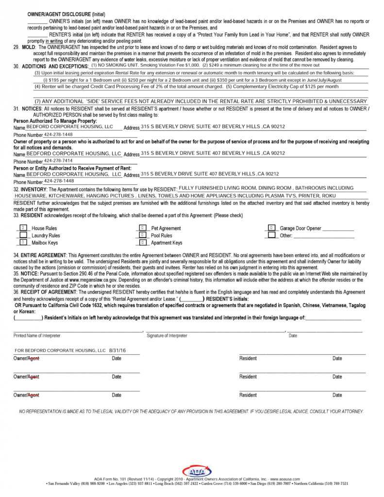 Sample Lease Agreements &amp; Documents Corporate Housing In Los in Corporate Housing Lease Agreement Template