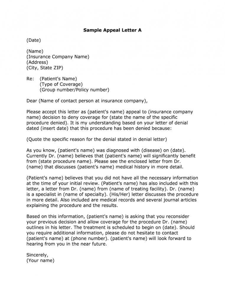 Sample Letter Of Appeal To Health Insurance Company - Fill Out And Sign  Printable Pdf Template | Signnow throughout Insurance Denial Appeal Letter Template