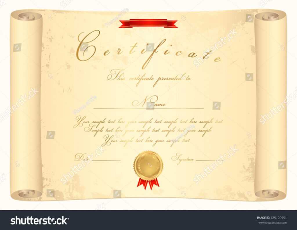 Scroll Certificate Completion Template Parchment Paper Stock for Scroll Certificate Templates