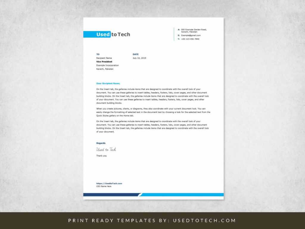 Simple And Clean Word Letterhead Template - Free - Used To Tech throughout Word Stationery Template Free