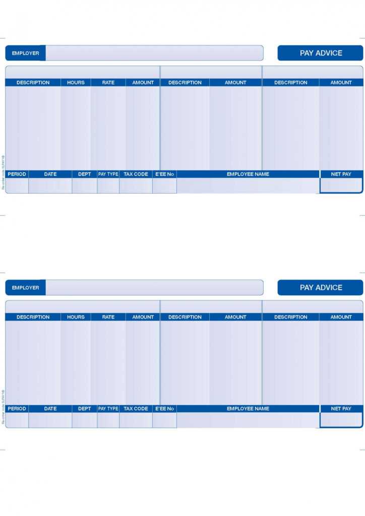 Slpay1 - Compatible Sage Payslips - 2 Per Page (Blue) - Various Pack Sizes intended for Blank Payslip Template