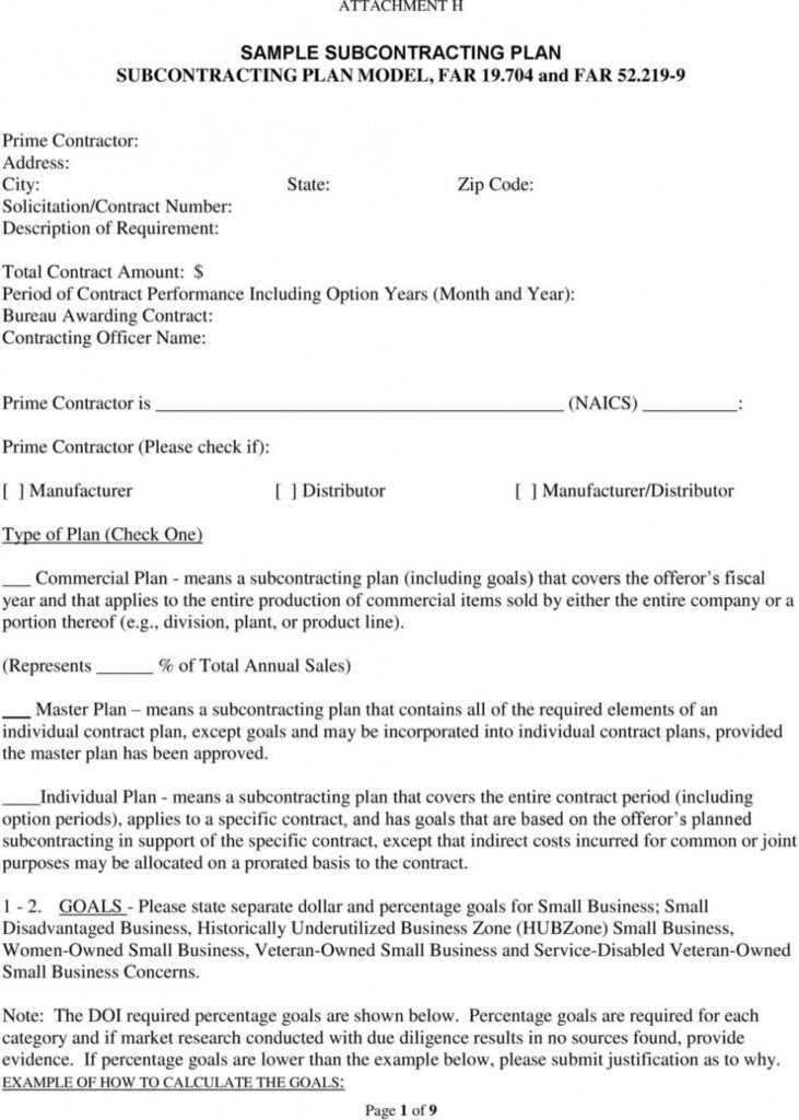 Small Business Subcontracting Plan Mplate Hhs Usaid Template pertaining to Small Business Subcontracting Plan Template