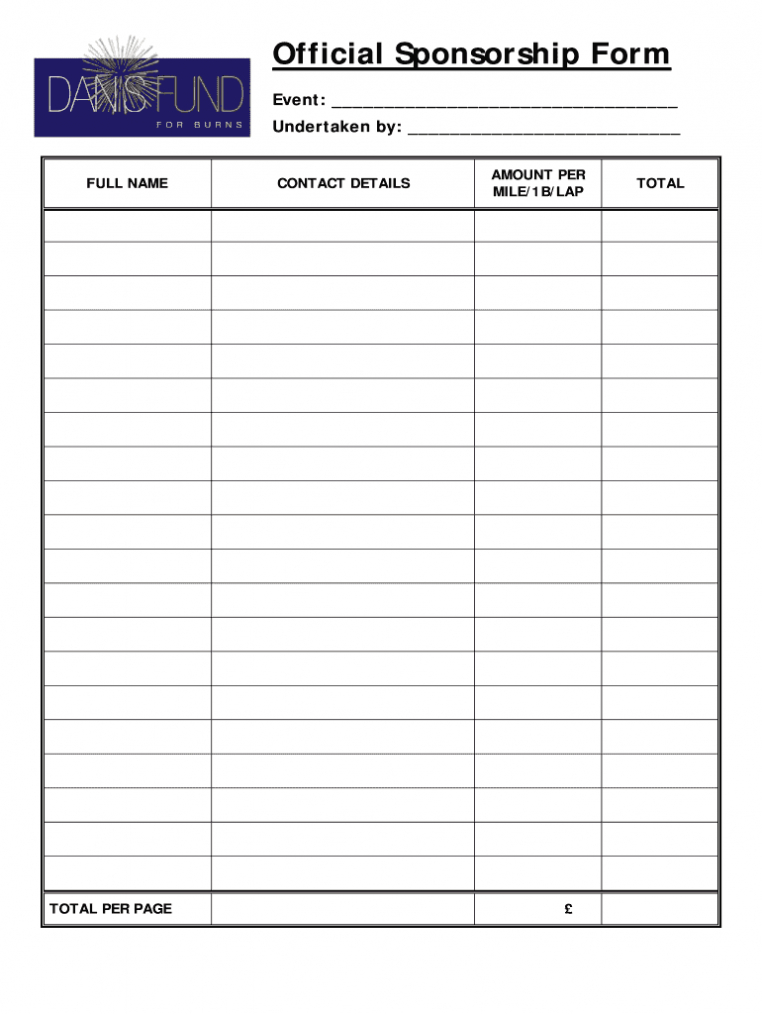 Sponsorship Form Template - Fill Out And Sign Printable Pdf Template |  Signnow with regard to Blank Sponsor Form Template Free