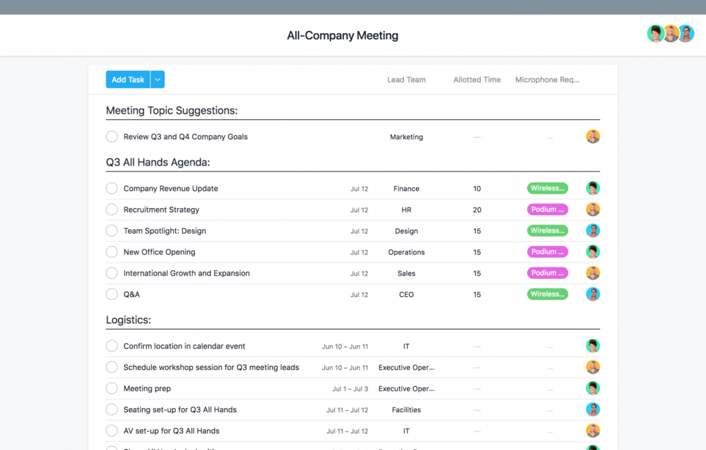 Staff And All Hands Company Meeting Template • Asana regarding Operations Meeting Template