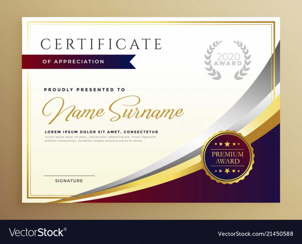 Stylish Certificate Template Design In Golden Vector Image pertaining to Design A Certificate Template