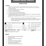 Summary Report Template in Evaluation Summary Report Template