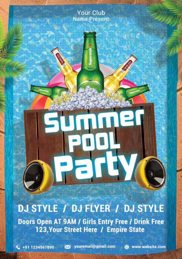 Summer Pool Party Flyer Psd Template | Psddaddy pertaining to Free Pool Party Flyer Templates