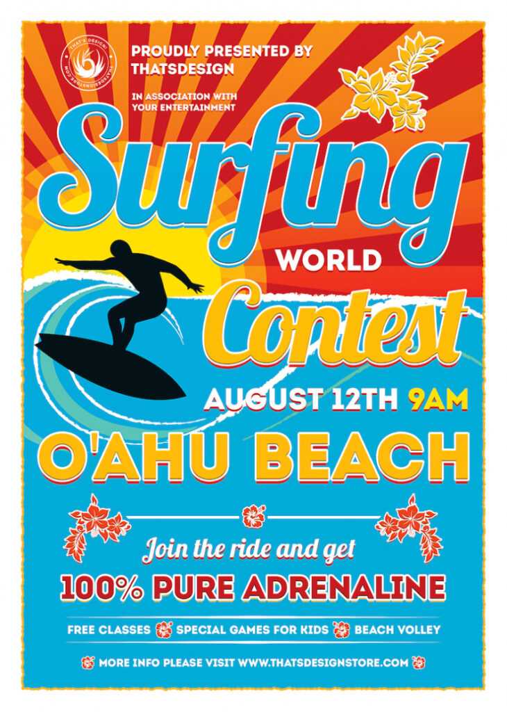 Surfing Contest Flyer Template | Free Posters Design For Photoshop with regard to Contest Flyer Template