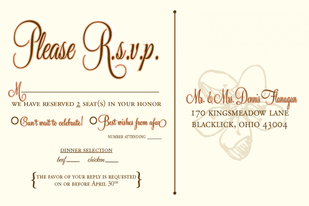 Template : Wedding Template | Wedding Rsvp Postcard in Wedding Rsvp Postcard Template Free