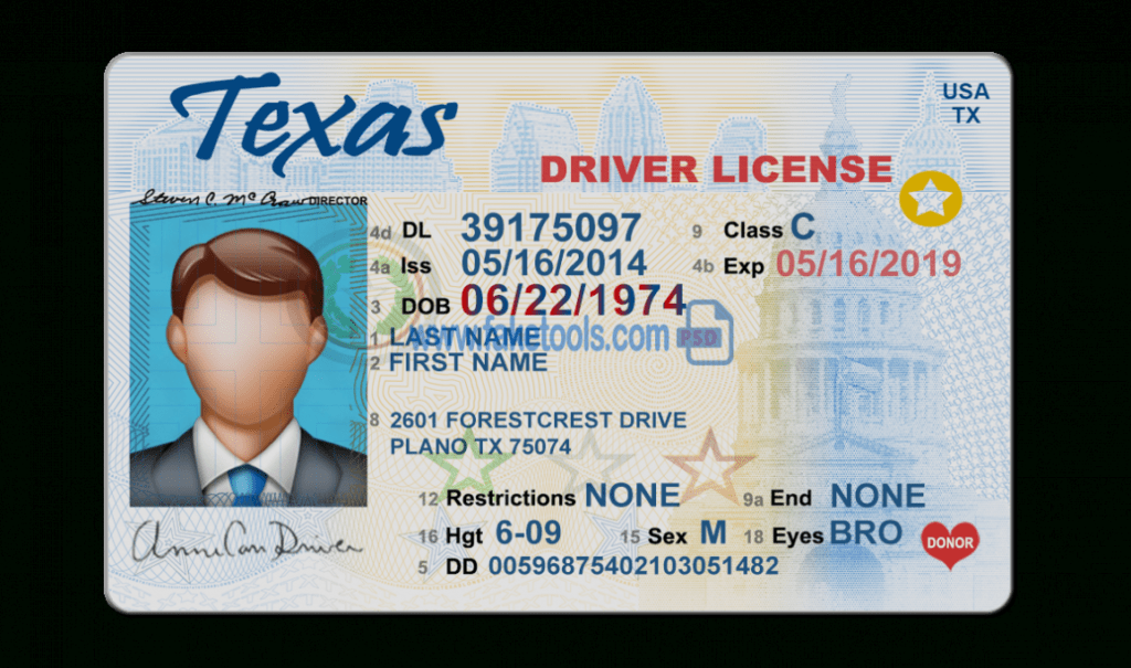 Texas Driver License Psd Template : High Quality Psd Template with regard to Texas Id Card Template