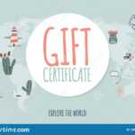 Travel Gift Certificate. Hand Drawn Doodle Style. Explore pertaining to Free Travel Gift Certificate Template