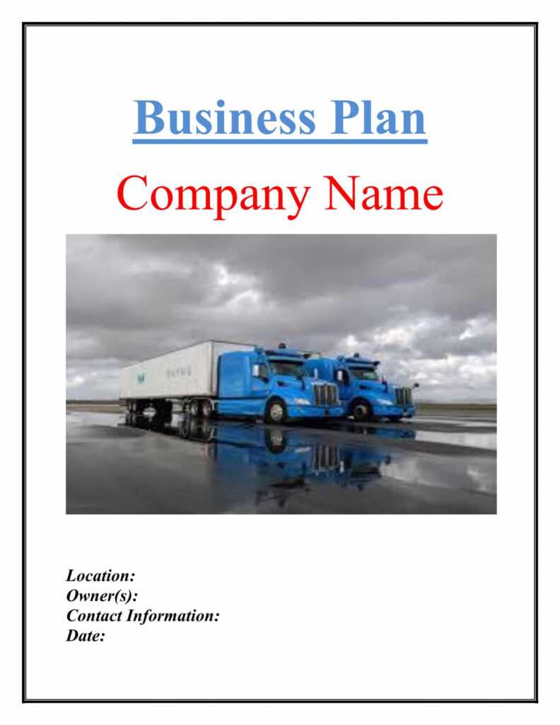 Trucking Transport Business Plan Template Sample Pages for Business Plan Template For Transport Company