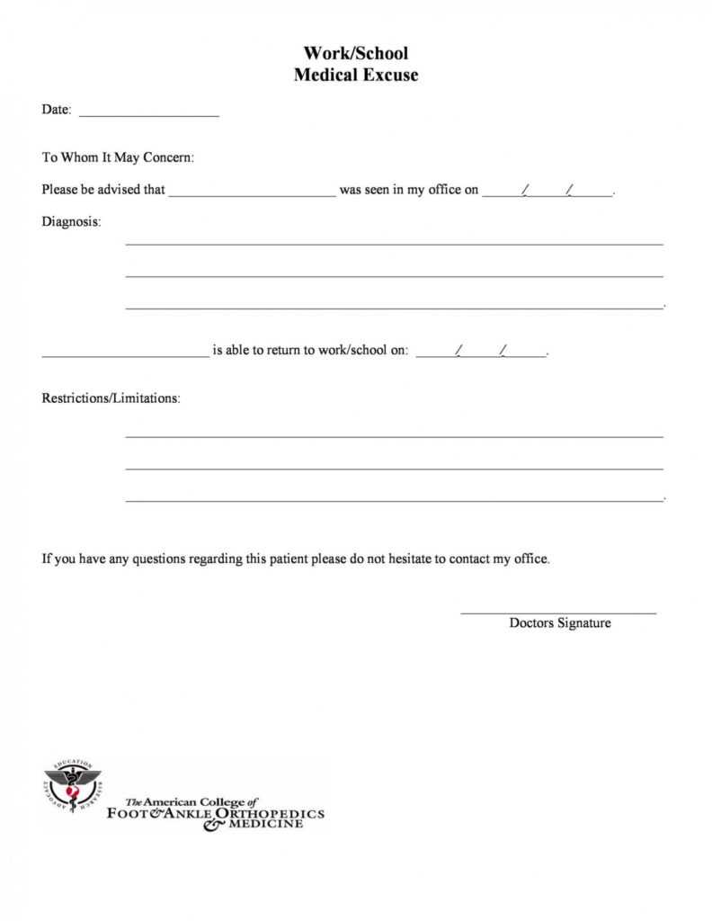 Urgent Care Doctor Note Template ~ Addictionary with regard to Urgent Care Doctors Note Template