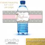 Vintage Princess Baby Girl Shower, Crown, Pink Gray Dots, Printable Water  Bottle Labels throughout Baby Shower Water Bottle Labels Template