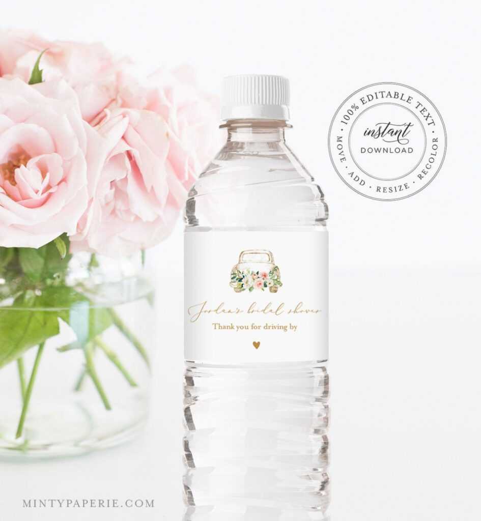 Water Bottle Label Template, Drive By Bridal Shower, Baby in Bridal Shower Label Templates