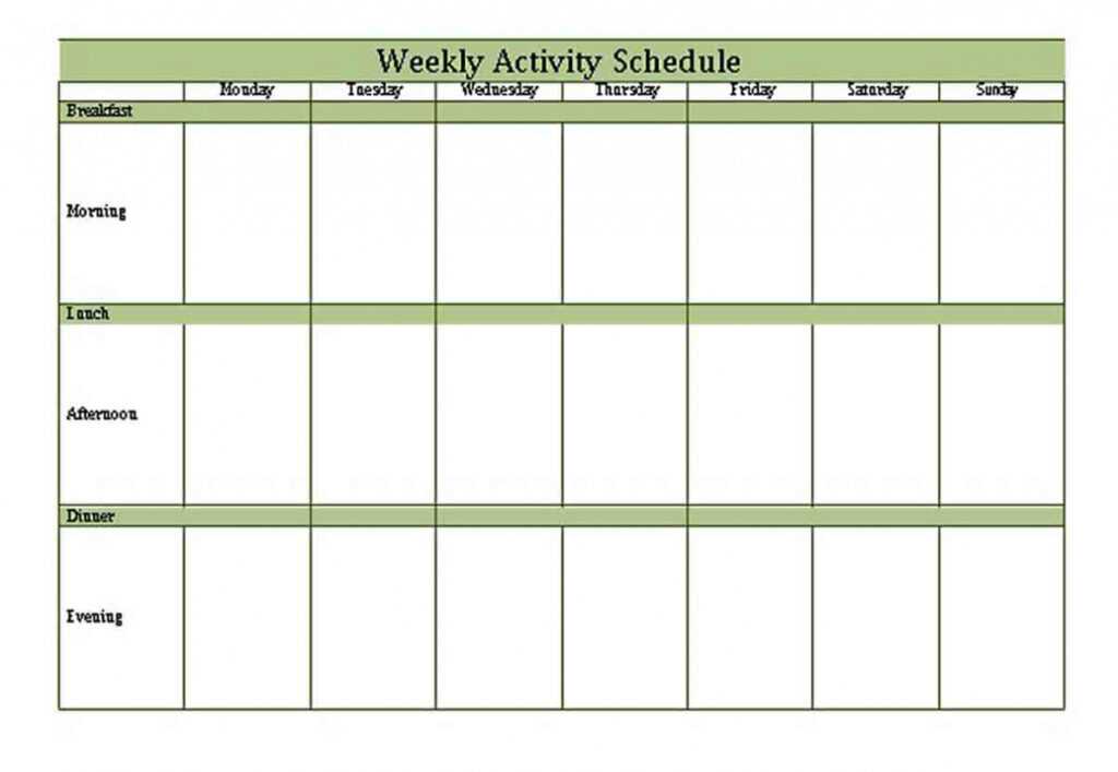 Weekly Activity Schedule Template | Think Moldova inside Blank Activity Calendar Template