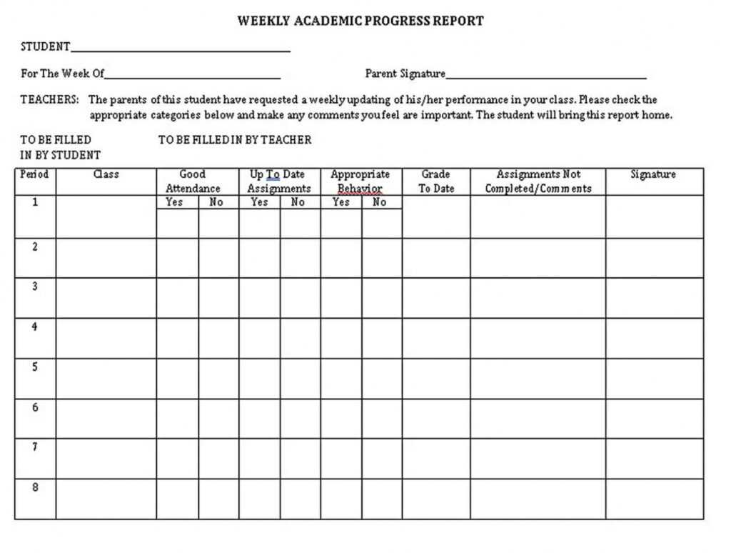 Weekly Student Report Template | Think Moldova in Student Grade Report Template