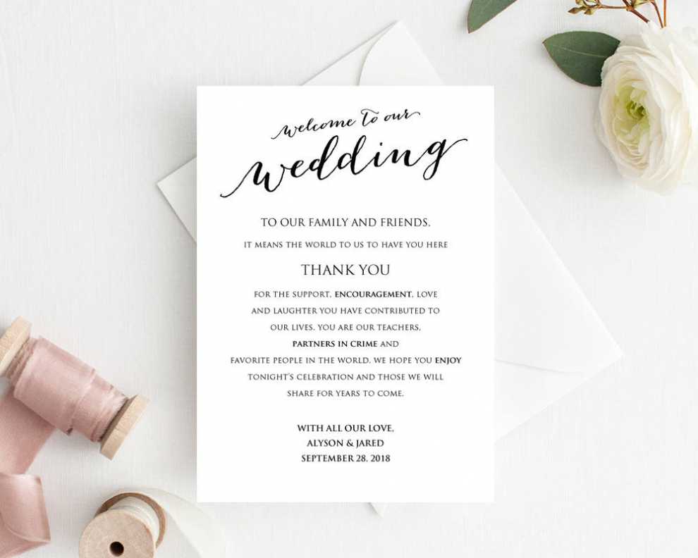 Welcome To Our Wedding Card with regard to Wedding Welcome Note Template