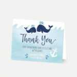 Whale Nautical Baby Shower Thank You Card Printable inside Template For Baby Shower Thank You Cards