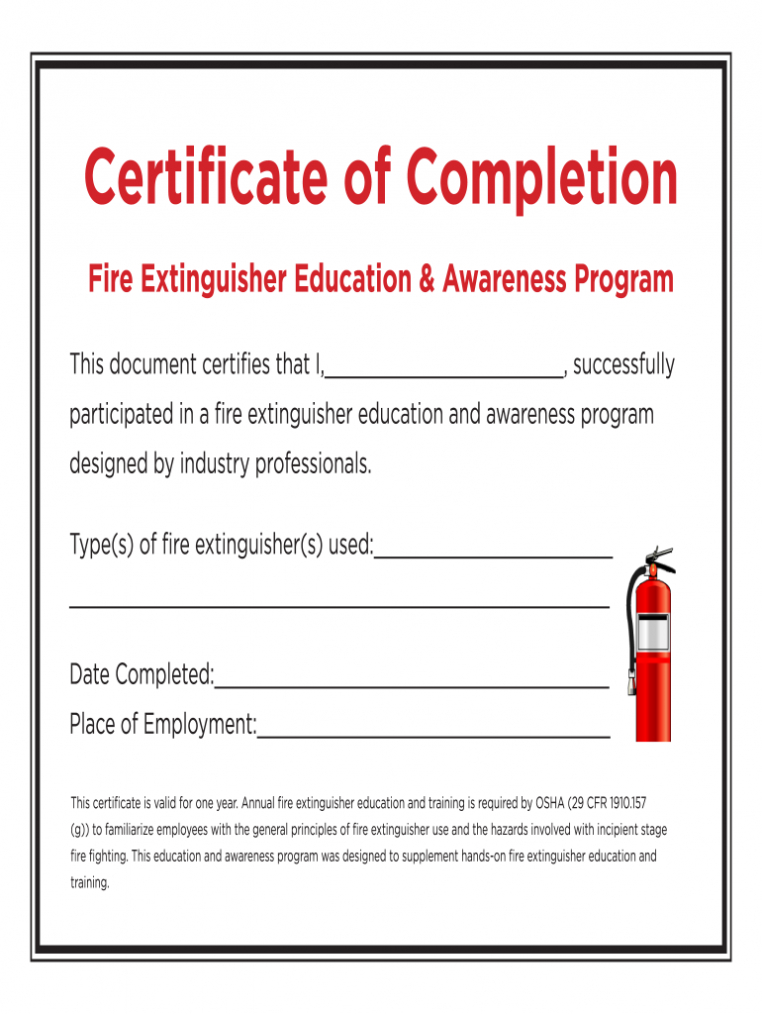 What Does Certificate Of Completion Means On Fire Extinguisher Training -  Fill Out And Sign Printable Pdf Template | Signnow inside Fire Extinguisher Certificate Template
