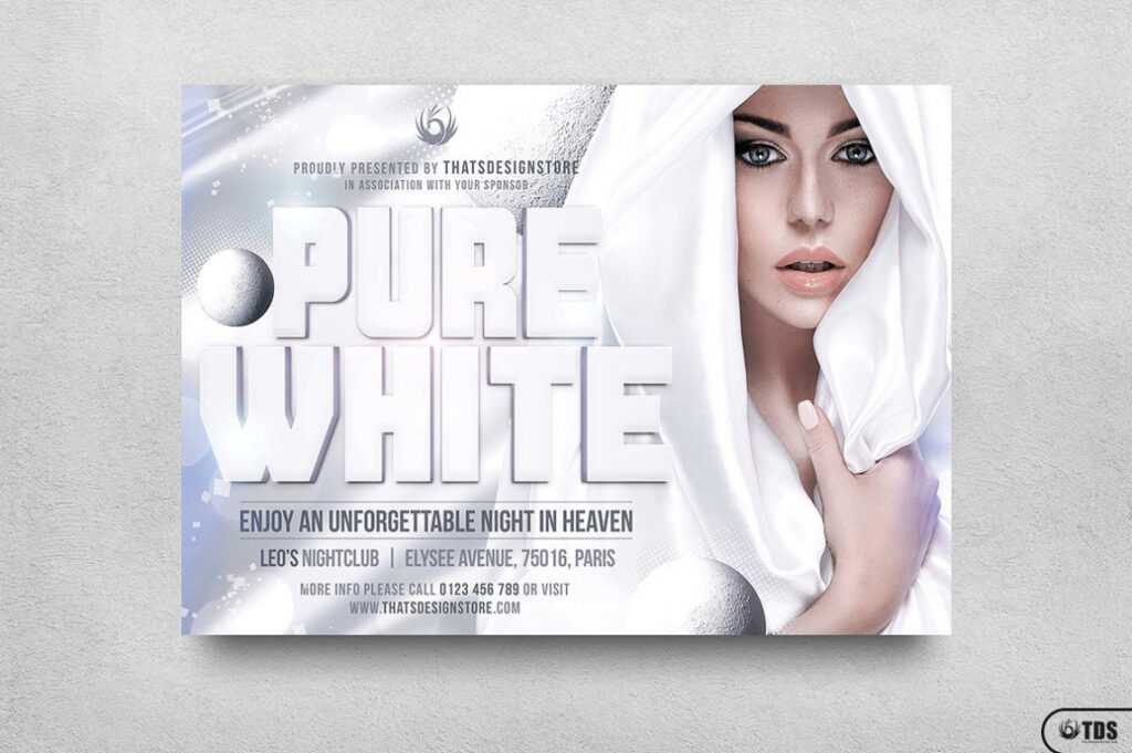White Party Flyer Template V3 | Free Posters Design For Photoshop pertaining to Free All White Party Flyer Template